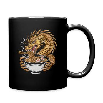 Fiery Dragon Enjoying Ramen Noodles - Full Color Mug - black - Right