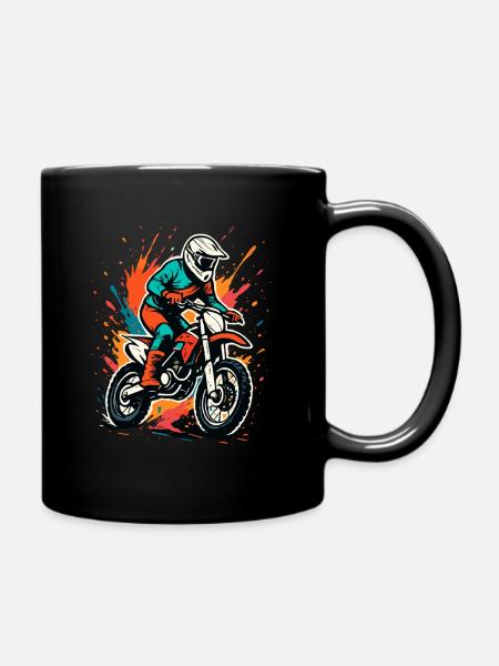 Motocross Rider Splash Art - Full Color Mug - black