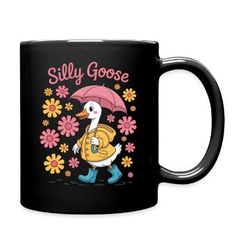 Silly Goose With Umbrella - Full Color Mug - black - Right
