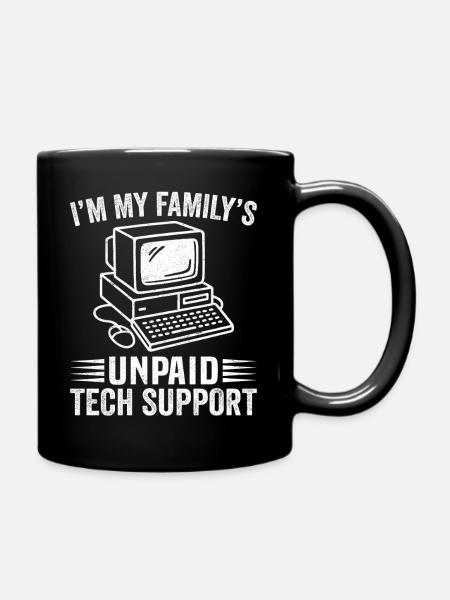 Unpaid Tech Support Family Joke Design - Full Color Mug - black