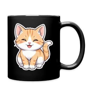Playful Orange Tabby Cat Illustration - Full Color Mug - black - Right