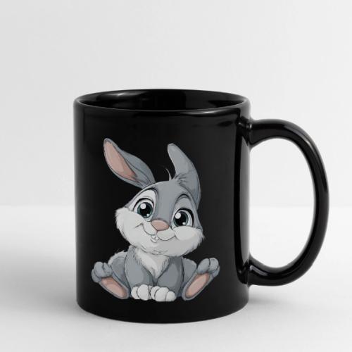 Joyful Grey and White Baby Rabbit Cartoon - Full Color Mug