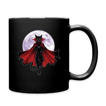 Vampire Cat Under Full Moon - Full Color Mug - black - Right