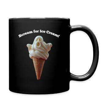 Scream Ghost Ice Cream Cone - Full Color Mug - black - Right