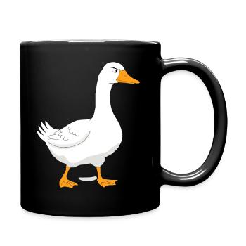 Bold White Cartoon Duck Illustration - Full Color Mug - black - Right