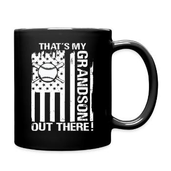 Thats My Grandson Out There Baseball American Flag - Full Color Mug - black - Right