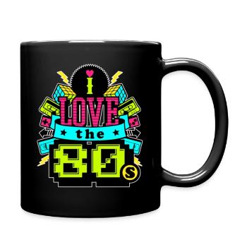 I Love the 80s Neon Heart Nostalgic Retro Graphic - Full Color Mug - black - Right
