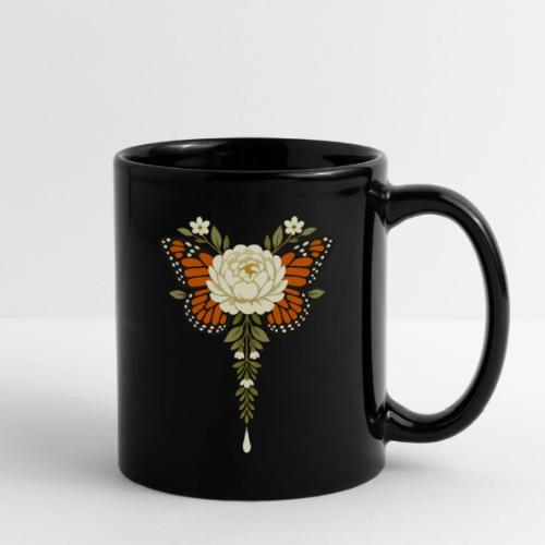 Monarch Butterfly Floral Botanical Art - Full Color Mug