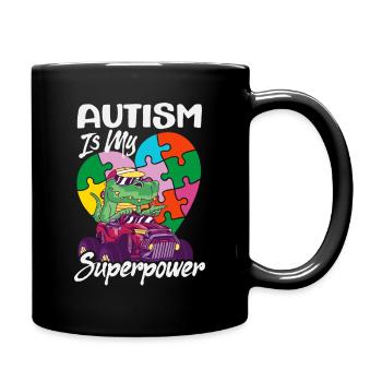 Autism Is My Superpower Awareness Puzzle Piece - Full Color Mug - black - Right