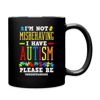 I'm Not Misbehaving Autism Awareness Puzzle Piece - Full Color Mug - black - Right