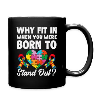 Stand Out Autism Awareness Puzzle Piece Ribbon - Full Color Mug - black - Right