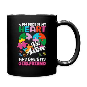 Heart Girlfriend Autism Awareness Puzzle Piece - Full Color Mug - black - Right
