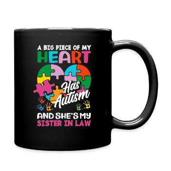 Heart Sister-In-Law Autism Awareness Puzzle Piece - Full Color Mug - black - Right