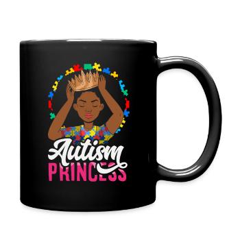 Princess Autism Awareness Puzzle Piece Ribbon - Full Color Mug - black - Right