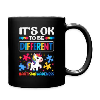 Unicorn Different Autism Awareness Puzzle Piece - Full Color Mug - black - Right