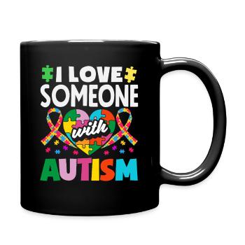 Love Someone With Autism Awareness Puzzle Piece - Full Color Mug - black - Right