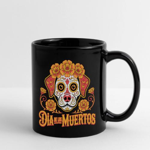 Dia De Los Muertos Dog Skull Flowers - Full Color Mug