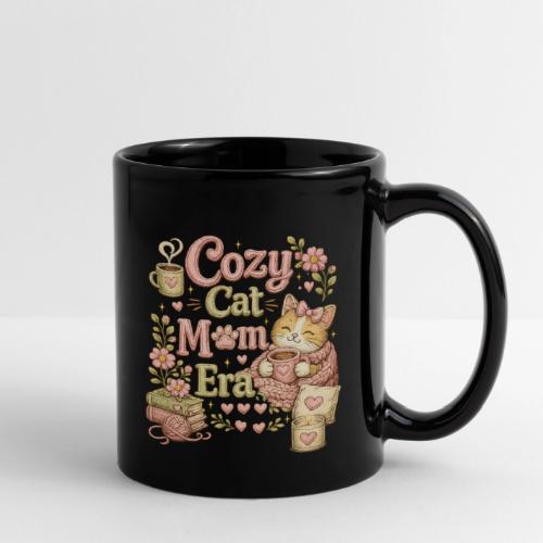 Cozy Cat Mom Era Faux Stitched Design - Full Color Mug