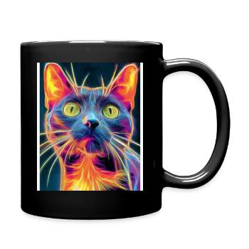 Neon Cat Portrait - Full Color Mug - black - Right