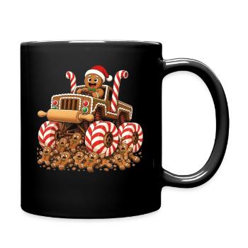 Monstre Truck Homme en pain d’épices pâtisserie de Noël - Tasse colorée - noir - Droite