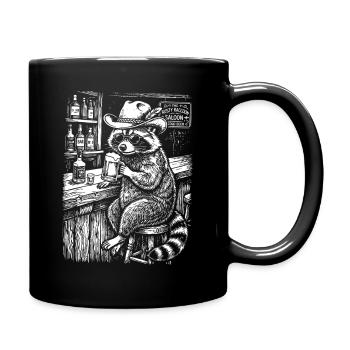 Cowboy Raccoon With Beer Funny Raccoon - Full Color Mug - black - Right
