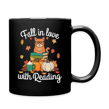 Fall in Love with Reading Cat - Full Color Mug - black - Right