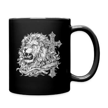 Lion of Judah Cross Design - Full Color Mug - black - Right
