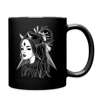 Monochrome Demoness with Third Eye - Full Color Mug - black - Right