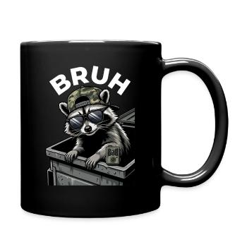 Bruh Raccoon Trash Panda Cool Sunglasses Meme - Full Color Mug - black - Right