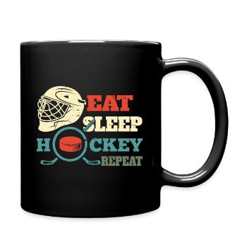 Eat Sleep Hockey Repeat funny retro vintage - Full Color Mug - black - Right