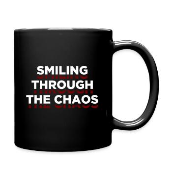 Positive Quotes - Smiling Through The Chaos - Full Color Mug - black - Right