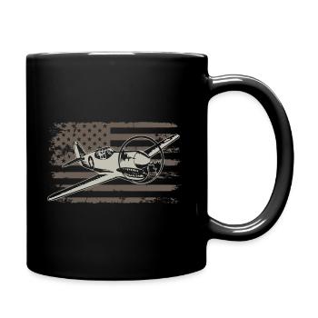 Curtiss P-40 Fighter Plane - Full Color Mug - black - Right