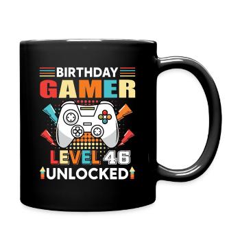 Birthday Gamer Level 46 Unlocked 46 Birthday - Full Color Mug - black - Right