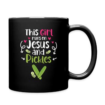 This Girl Runs On Jesus And Pickles - Full Color Mug - black - Right