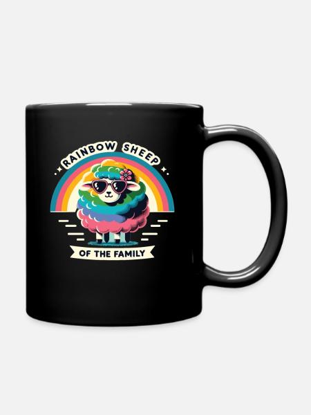 Rainbow Sheep Of The Family Pride Gay Pride LGBT - Full Color Mug - black