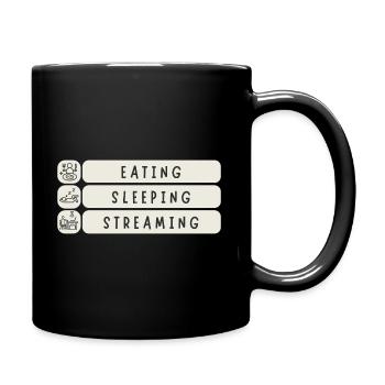 Eat Sleep Stream Repeat – Funny Streamer Lifestyle - Full Color Mug - black - Right