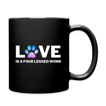 Four Legged Friend Cat/Dog Love - Cute Pet Lover - Full Color Mug - black - Right