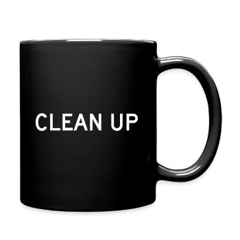 Text design CLEAN UP sign - Full Color Mug - black - Right