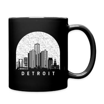 Detroit Michigan Skyline - Full Color Mug - black - Right
