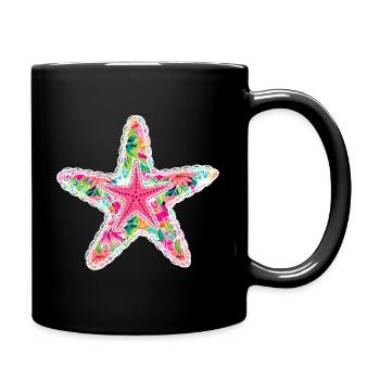 Preppy Summer Starfish Beach - Full Color Mug - black - Right