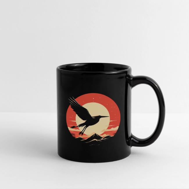 Majestic Crane Soaring Against Rising Sun