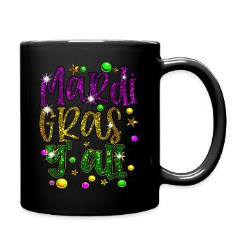 Mardi Gras Y'all Galveston Fun Cute Beads and Mask - Full Color Mug - black - Right