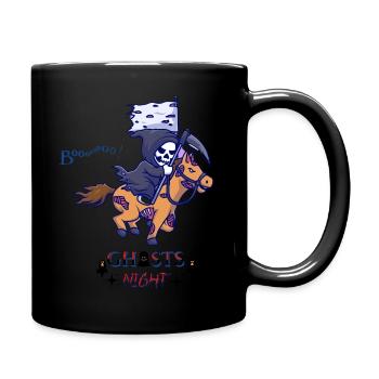 Skull Horseman Elegance: A Hauntingly Stylish - Full Color Mug - black - Right