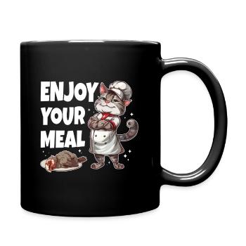 Enjoy Your Meal Funny Cat Cook - Full Color Mug - black - Right