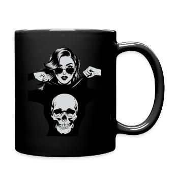 bold and graphic black and white Girl Skull T Shir - Full Color Mug - black - Right