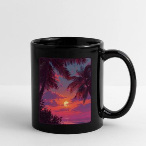 Tropical Sunset Palm Silhouette Design - Full Color Mug