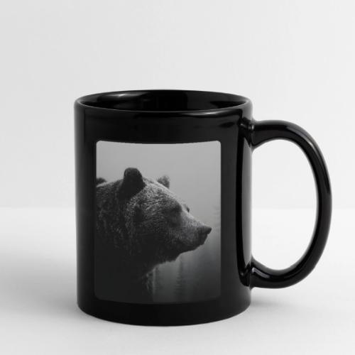 Grizzly Bear Black White Portrait Design - Full Color Mug