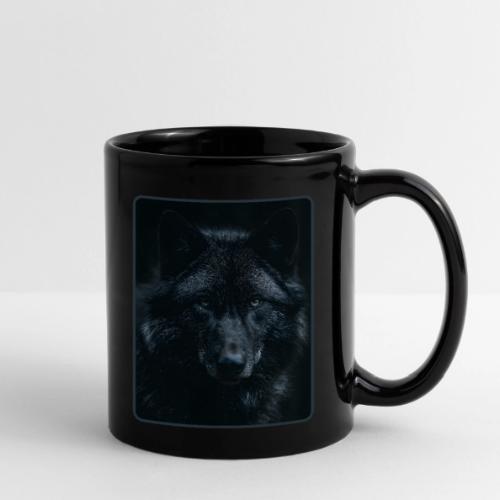 Black Wolf Intense Eyes Portrait Design - Full Color Mug