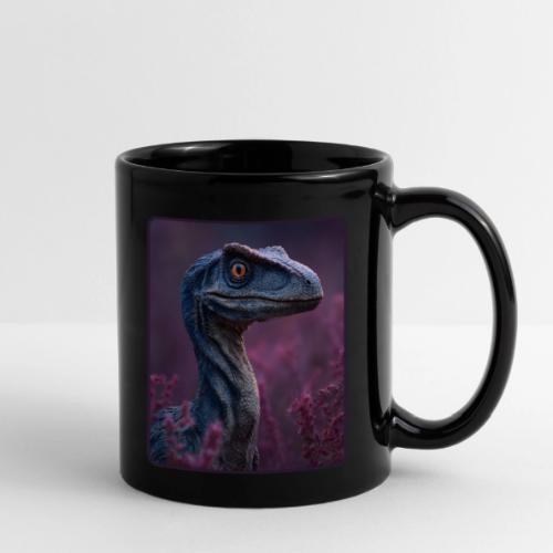 Blue Velociraptor Portrait Design - Full Color Mug