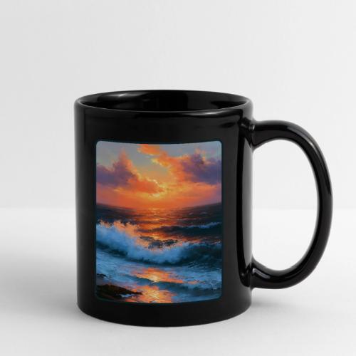 Sunset Storm Waves Oil Painting - Full Color Mug